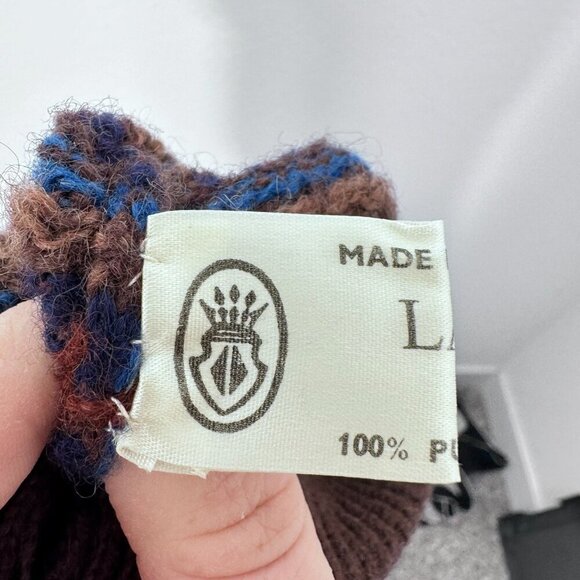 100% Wool Striped Brown Blue Purple A Line‎ Midi Skirt Made by Larissa Scotland - Picture 3 of 4